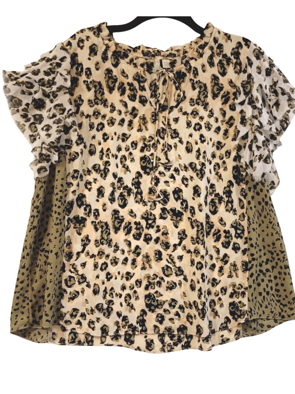 Cato 22/24W Mixed pattern leopard print top. 27”P2P
29”Length